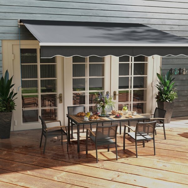 Outsunny Set Masa de Grădină 7 Piese, Scaune Stivuibile, Set Masa Exterior pentru Terasă, Design Modern și Confortabil | Aosom Romania