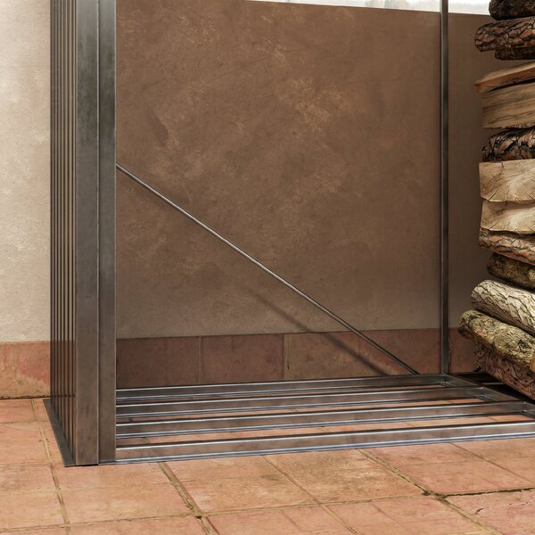 Outsunny Suport de Lemne cu Structură din Oțel Galvanizat 240x86x160cm Negru | Aosom Romania