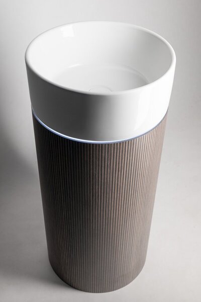 Sapho Sapho, lavoar ceramic OASIS, independent, 40x89x52cm, raft pentru spațiu, alb/beton infinity, AS628-42238