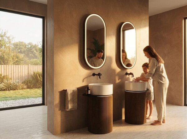 Sapho Sapho, lavoar ceramic OASIS, independent, 40x89x52cm, raft pentru spațiu, alb/beton infinity, AS628-42238