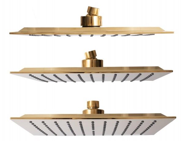 Erga Goba, set de dus cu robinet termostatic si cap de ploaie 25x25 cm, auriu lucios, ERG-YKA-BP.GOBA-THERM-25-GLD
