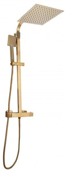 Erga Goba, set de dus cu robinet termostatic si cap de ploaie 25x25 cm, auriu lucios, ERG-YKA-BP.GOBA-THERM-25-GLD