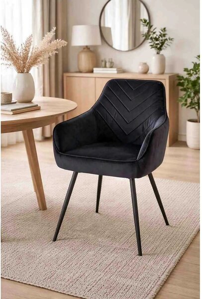 Scaun SERVIO, negru - Bluvel 19, stofa catifelata/metal, 55x58x88 cm