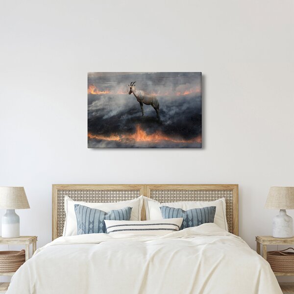 Tablou cu capră de munte în foc (90x60 cm)