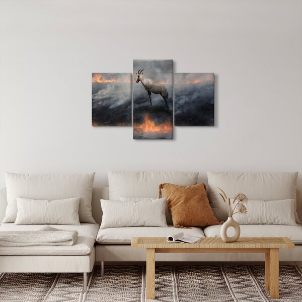 Tablou cu capră de munte în foc (90x60 cm)