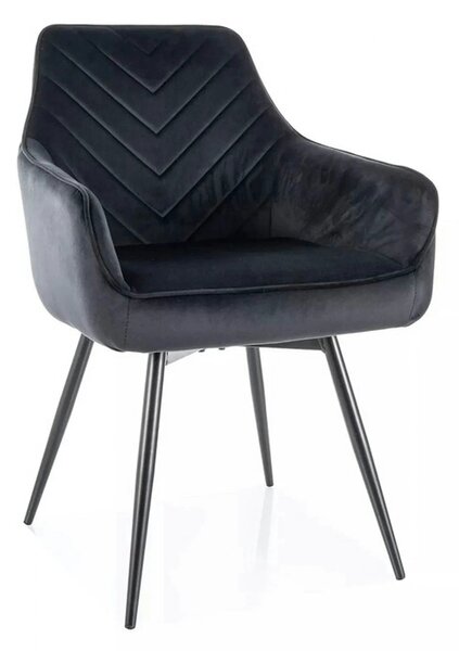 Scaun SERVIO, negru - Bluvel 19, stofa catifelata/metal, 55x58x88 cm
