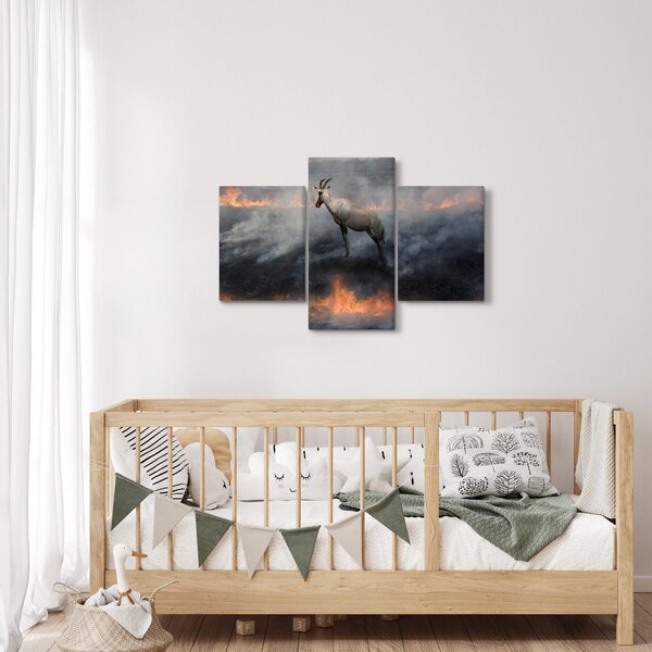 Tablou cu capră de munte în foc (90x60 cm)