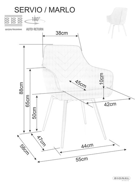 Scaun SERVIO, bej deschis - Brego 31, stofa clasica/metal, 55x58x88 cm