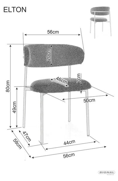 Scaun ELTON, bej - Brego 34, stofa clasica/metal, 56x46x80 cm