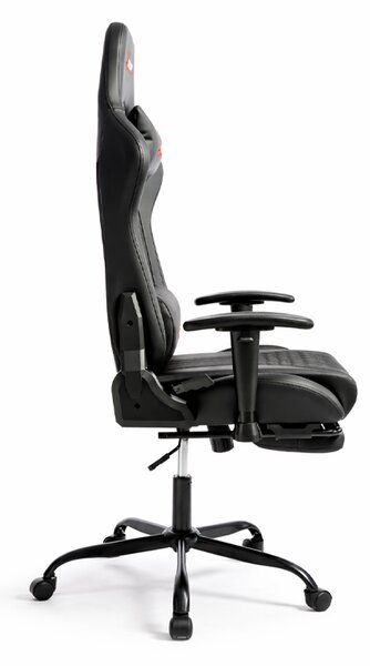 Scaun de gaming ergonomic cu suport pentru picioare și funcție de reclinare - piele ecologică neagră