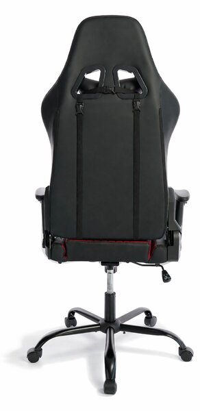 Scaun de gaming ergonomic cu suport pentru picioare și funcție de reclinare - piele ecologică burgundy