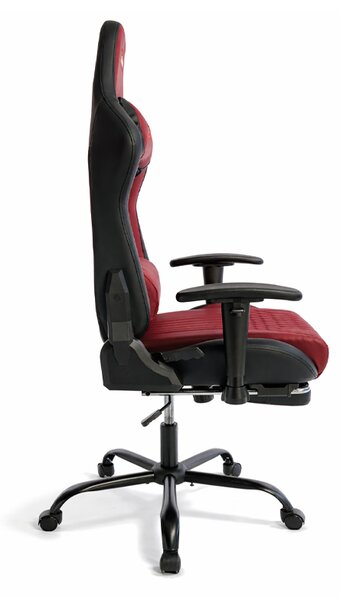 Scaun de gaming ergonomic cu suport pentru picioare și funcție de reclinare - piele ecologică burgundy