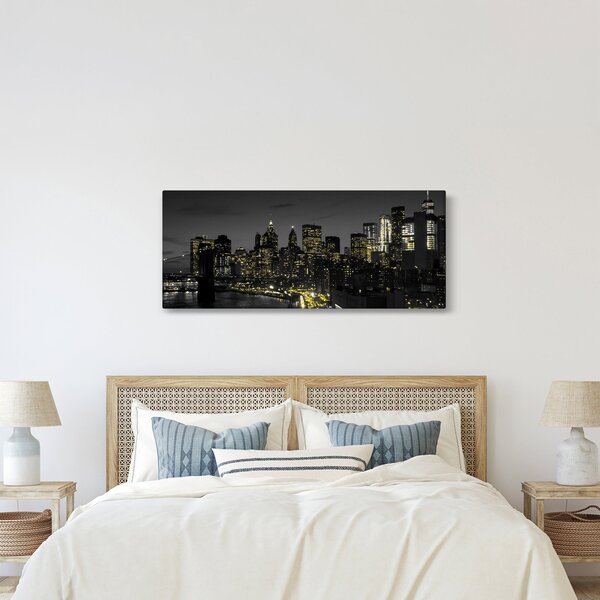 Tablou cu metropolă nocturnă (120x50 cm)