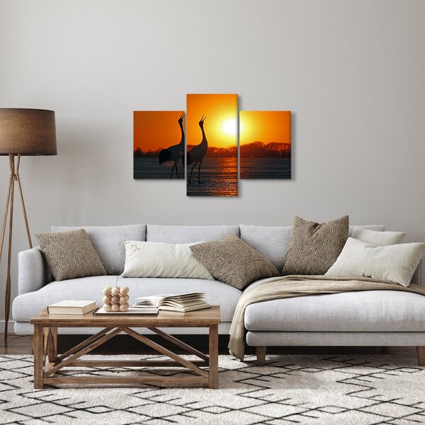 Tablou cu păsări în apus de soare (90x60 cm)