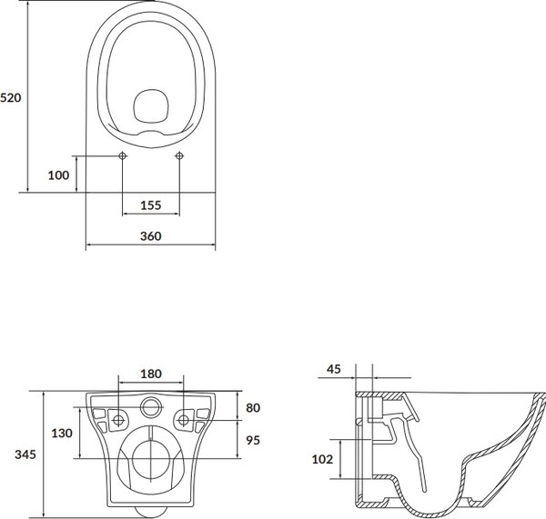 Cersanit Larga vas wc cu capac soft-close agăţat fără margine antracit mat S701-610