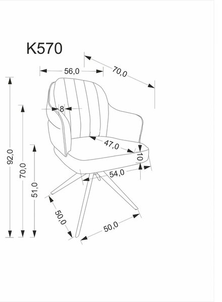 Scaun K570, gri/negru, stofa/otel, 61x70x92 cm