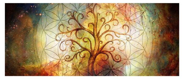 Tablou abstract cu copac (120x50 cm)