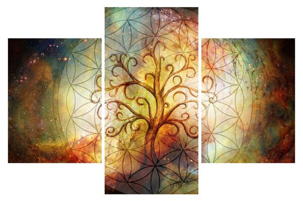 Tablou abstract cu copac (90x60 cm)