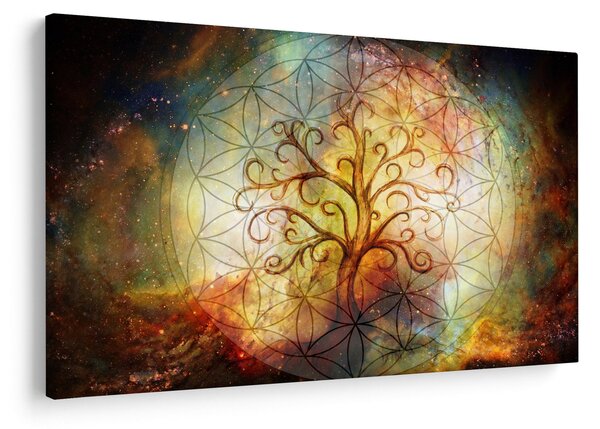 Tablou abstract cu copac (90x60 cm)