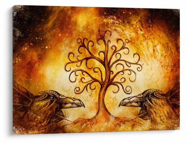 Tablou natural abstract cu copac (70x50 cm)
