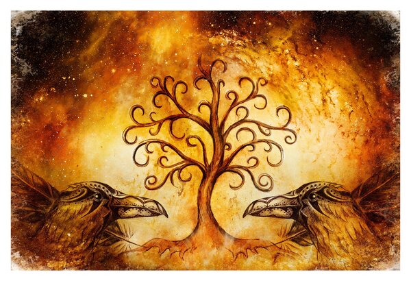 Tablou natural abstract cu copac (90x60 cm)