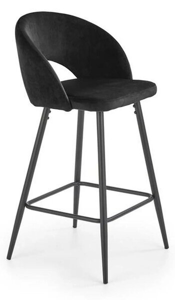 Scaun bar 65 cm H96, negru - HLR 66, stofa catifelata/otel