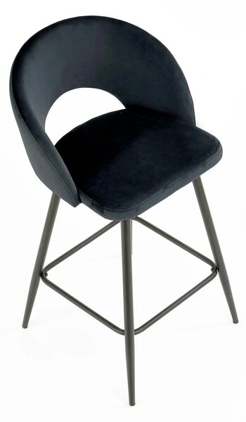 Scaun bar 65 cm H96, negru - HLR 66, stofa catifelata/otel