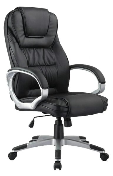 Scaun de birou Q-031, negru, piele ecologica, 64x48x112/120 cm