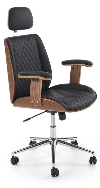 Scaun birou TIMBER, nuc/negru, piele ecologica/placaj indoit, 72x68x11