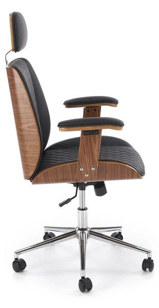 Scaun birou TIMBER, nuc/negru, piele ecologica/placaj indoit, 72x68x11