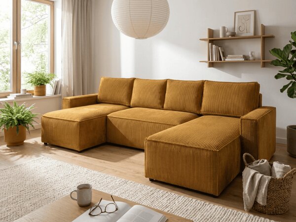 Coltar in forma de U SMART COSARO 295x140 cm, mustar