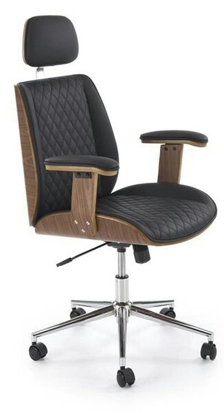 Scaun birou TIMBER, nuc/negru, piele ecologica/placaj indoit, 72x68x11