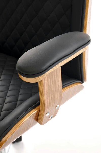 Scaun birou TIMBER, nuc/negru, piele ecologica/placaj indoit, 72x68x11