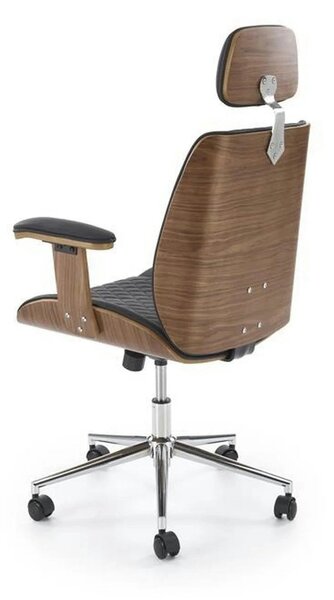 Scaun birou TIMBER, nuc/negru, piele ecologica/placaj indoit, 72x68x11