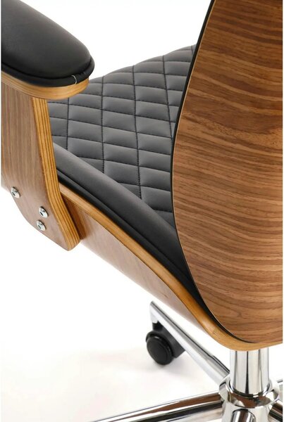 Scaun birou TIMBER, nuc/negru, piele ecologica/placaj indoit, 72x68x11