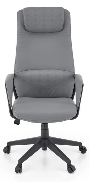 Scaun birou RAZOR, gri/negru, piele ecologica, 66x73x116-124 cm