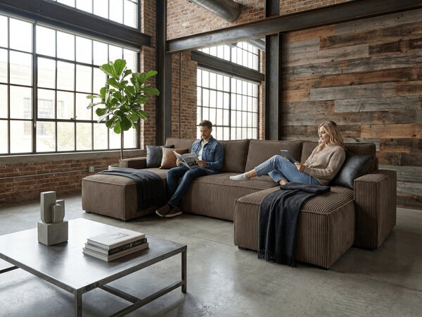 Coltar in forma de U SMART COSARO 295x140 cm, maro inchis