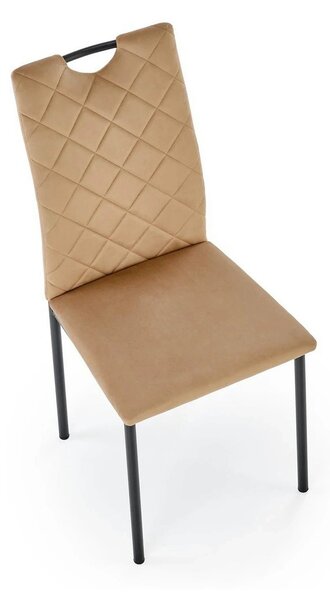 Scaun K577, bej - HLR 11, stofa catifelata/otel, 43x53x93 cm