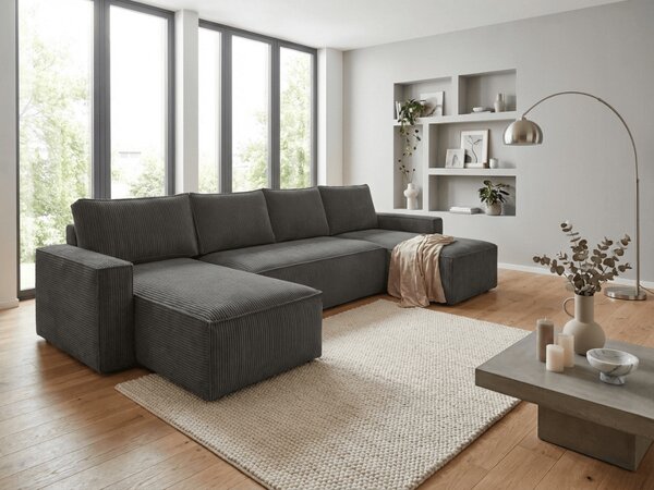 Coltar in forma de U SMART COSARO 295x140 cm, gri inchis