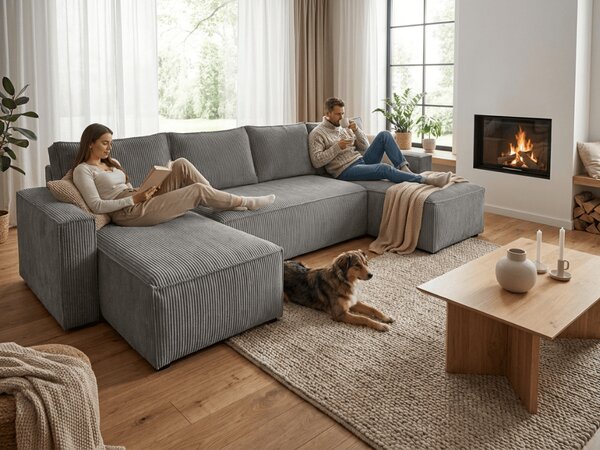 Coltar in forma de U SMART COSARO 295x140 cm, gri