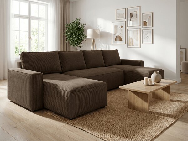Coltar in forma de U SMART COSARO 295x140 cm, maro inchis