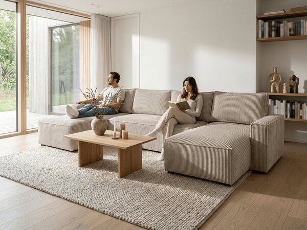 OFERTA Set de canapele in forma de U SMART COSARO bej 295x140 cm, calitatea II