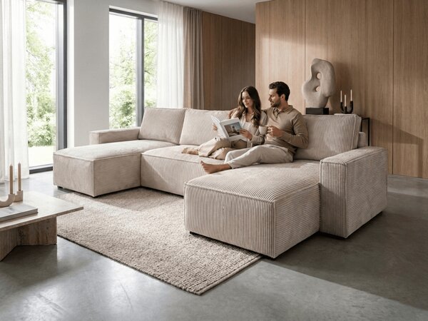 Coltar in forma de U SMART COSARO bej deschis 295x140 cm