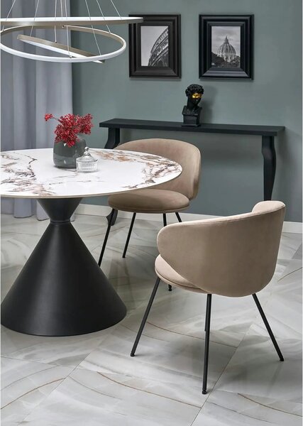 Scaun K587, bej - Mavel 38, stofa catifelata/otel, 60x58x77 cm