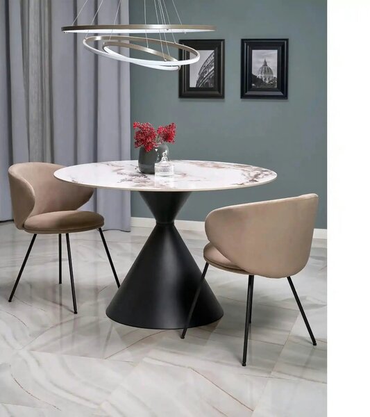 Scaun K587, bej - Mavel 38, stofa catifelata/otel, 60x58x77 cm