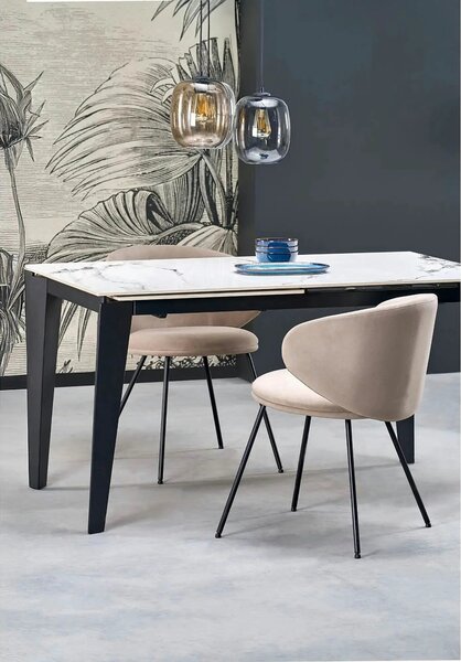 Scaun K587, bej - Mavel 38, stofa catifelata/otel, 60x58x77 cm