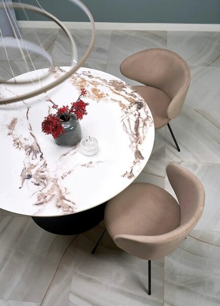 Scaun K587, bej - Mavel 38, stofa catifelata/otel, 60x58x77 cm