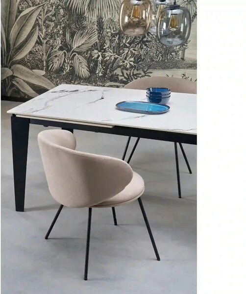 Scaun K587, bej - Mavel 38, stofa catifelata/otel, 60x58x77 cm