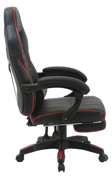 Scaun gaming RIKU, negru, piele ecologica, 71x64x112/122 cm