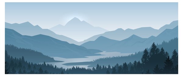 Tablou - Munții cu privirea graficeanului (120x50 cm)
